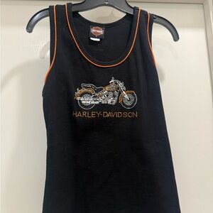Harley-Davidson Black and Orange Women’s Tank Top